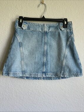 We The Free Light Wash Denim Mini Skirt